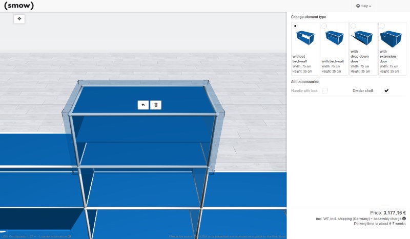 smow USM Configurator - Accessories and settings for a USM shelf smow USM Configurator - Accessories and settings for a USM shelf