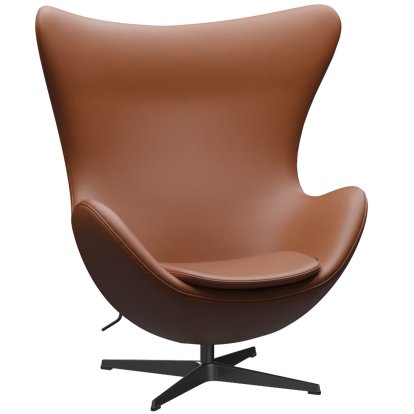 Egg Chair, Leather Essential, Walnut, Black, Without footstool