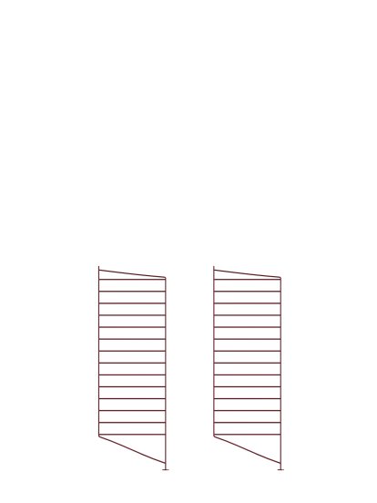 String System Floor Panel, Set of 2, 85 x 30 cm, Dark red