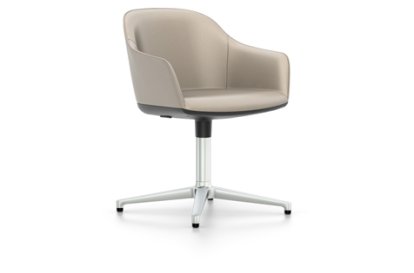 Softshell Armchair with Four Star Base, Aluminium polished, Leather (Standard), Sand, Felt pads for hard floor surfaces