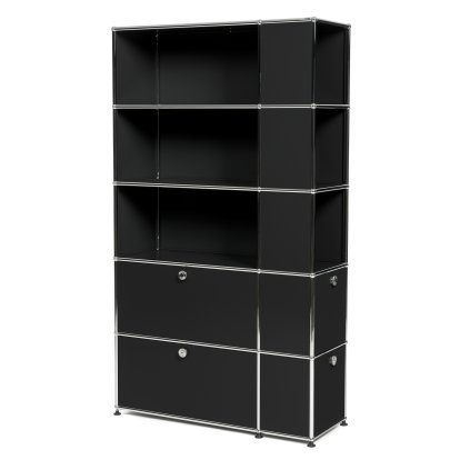 USM Haller bookcase with side compartments, Graphite black RAL 9011