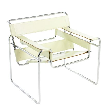 Wassily Chair, Chrome / Cattle hide white beige