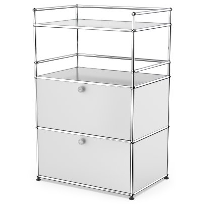 USM Haller Bar Highboard, USM matte silver, With 2 drop-down doors