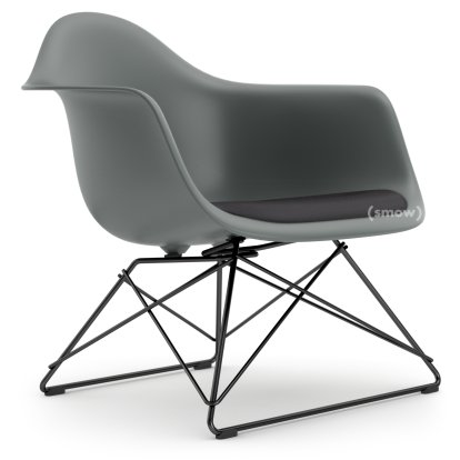 Eames Plastic Armchair LAR, Granite grey, Seat upholstery dark grey, Coated basic dark