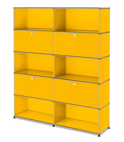 USM Haller Storage Unit L, Customizable, Golden yellow RAL 1004, With 2 drop-down doors, Open, With 2 drop-down doors, Open