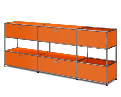 USM Haller Kids Sideboard L with storage boxes, Self-coloured, Pure orange RAL 2004, With drop-down doors