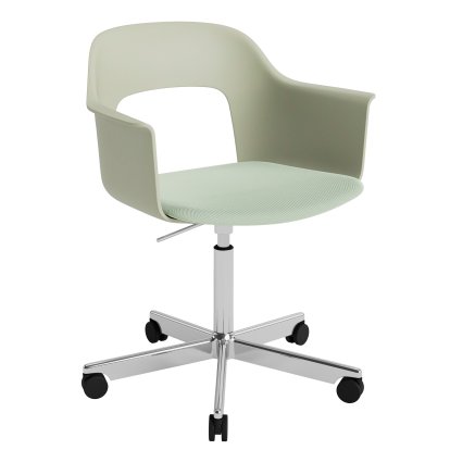Layout 243 Swivel Armchair with Upholstered seat, Pastel green / Relate 921, Polished aluminium