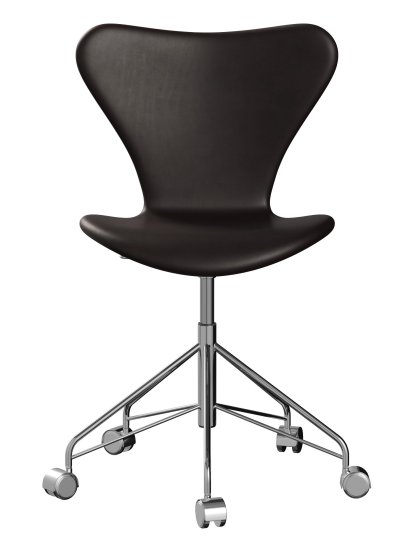 Series 7 Swivel Chair 3117/3217 Full Upholstery, Without armrests, Leather Grace dark brown, Chrome