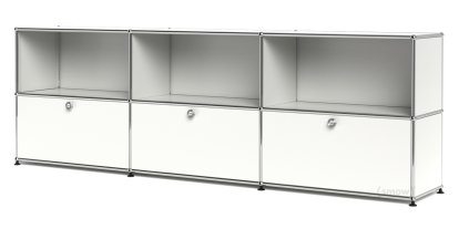 USM Haller Sideboard XL, Customizable, Pure white RAL 9010, Open, With 3 drop-down doors