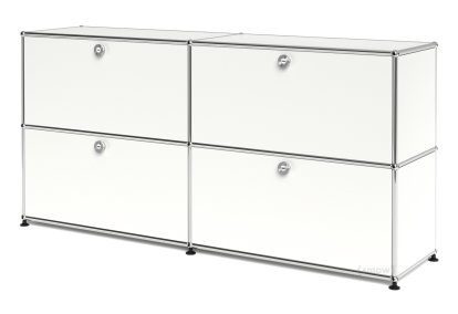 USM Haller Sideboard L, Customizable, Pure white RAL 9010, With 2 drop-down doors, With 2 drop-down doors
