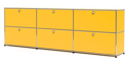 USM Haller Sideboard XL, Customizable, Golden yellow RAL 1004, With 3 drop-down doors, With 3 drop-down doors