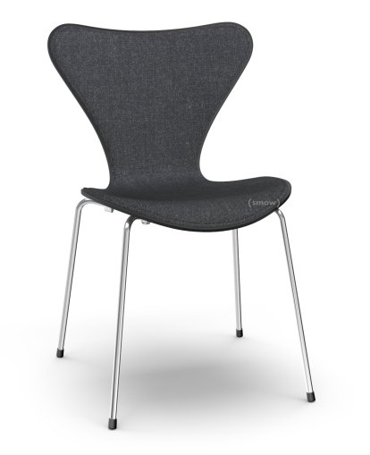 Series 7 Chair 3107 Front Upholstered, Lacquer, Black lacquered, Remix 183 - Black, Chrome