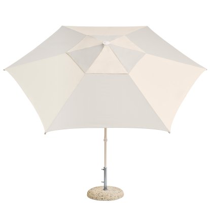 Terrazza Parasol Hexagon, Grey / off-white, With parasol stand