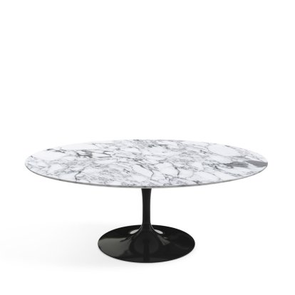 Saarinen Oval Coffee Table, Black, Arabescato marble (white with grey tones)