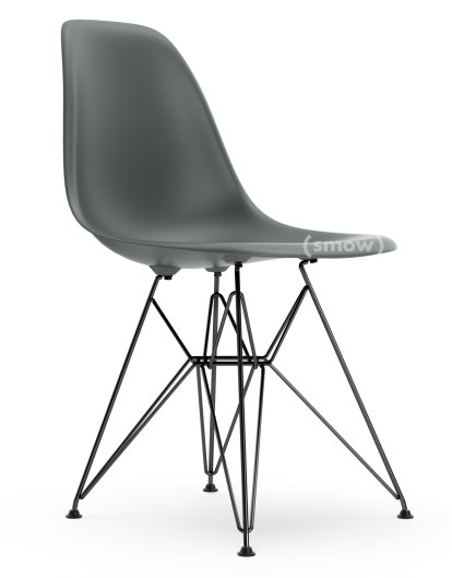 Eames Plastic Side Chair DSR, Granite grey, Without upholstery, Without upholstery, Standard version - 43 cm, Coated basic dark