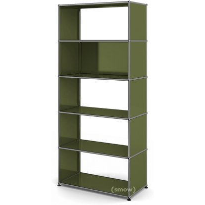 USM Haller Living Room Shelf M Type 1, 1 back panel, Olive green RAL 6003