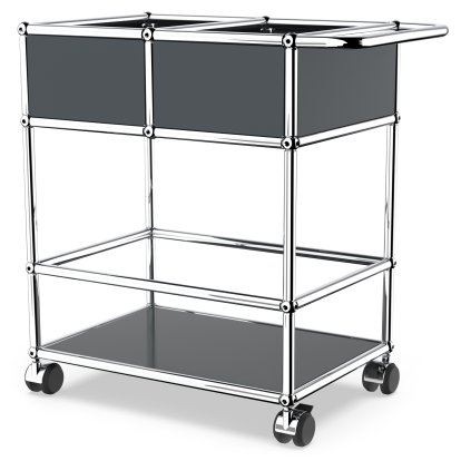 USM Haller Bar Trolley with Divider, Anthracite RAL 7016, Hard castors for carpets