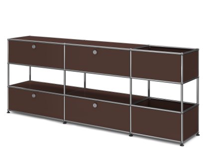 USM Haller Kids Sideboard L with storage boxes, Self-coloured, USM brown, With drop-down doors