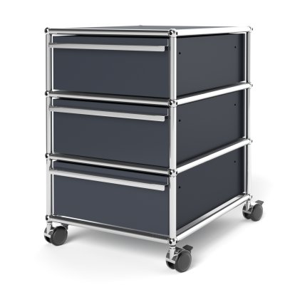 USM Haller Mobile Pedestal with 3 Drawers Type 1 (with Counterbalance), No locks, Anthracite RAL 7016