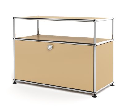 USM Haller Lowboard M with Extension, Customizable, USM beige, With drop-down door, Without cable entry hole