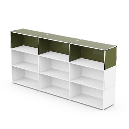 USM Haller Extension Kit Vertical 3, Olive green RAL 6003, 35 cm