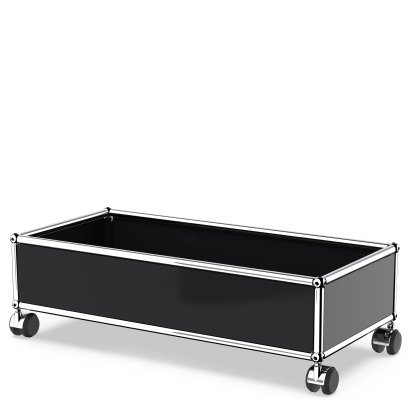 USM Haller Box with Castors, Graphite black RAL 9011, Soft castors for hard floor surfaces