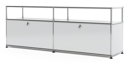 USM Haller Lowboard L with Extension, Customizable, Light grey RAL 7035, With 2 drop-down doors, Without cable entry hole
