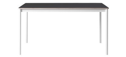 Base Table, L 140 x W 80 cm, Black linoleum with plywood edge, White