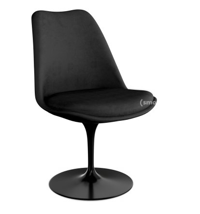 Saarinen Tulip Chair, Static, Upholstered inner shell and seat cushion, Black, Black (Eva 138)