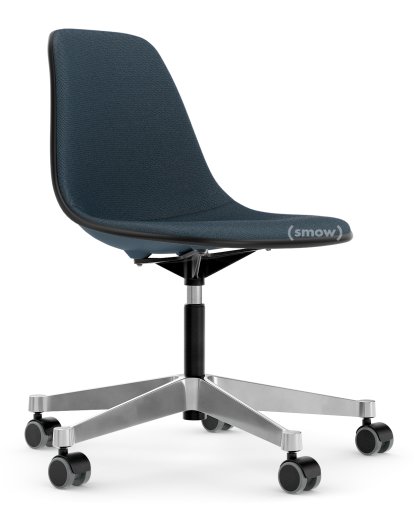 Eames Plastic Side Chair PSCC, Sea blue, With full upholstery, Sea blue / dark grey