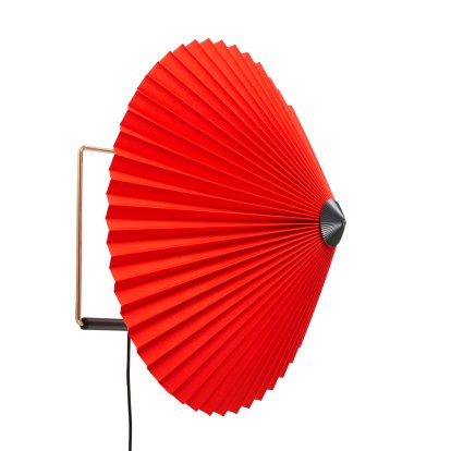 Matin Wall Lamp, Ø 380 mm, Bright red, Brass polished