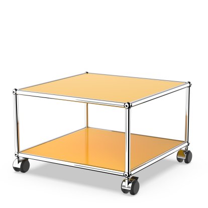 USM Haller Side Table with Castors, Golden yellow RAL 1004, Hard castors for carpets