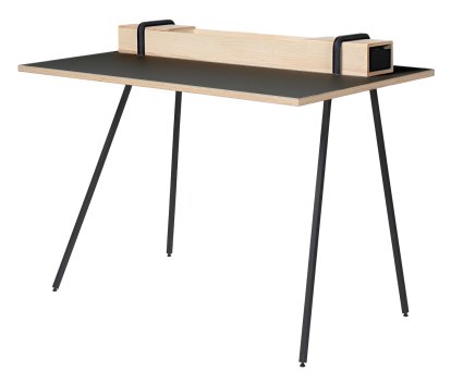 Kurt Secretaire, Black linoleum , Untreated ash