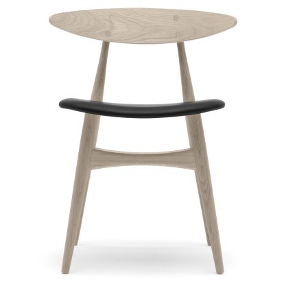 CH33P Chair, White oiled oak, Leather black