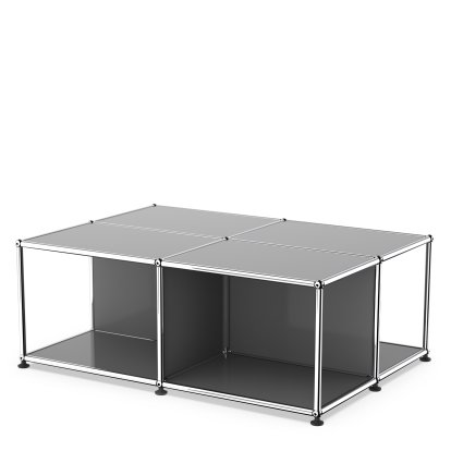 USM Haller Coffee Table with Storage Shelves, Mid grey RAL 7005
