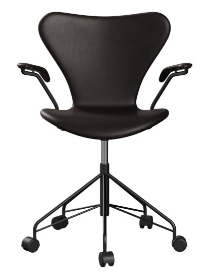 Series 7 Swivel Chair 3117/3217 Full Upholstery, With armrests, Leather Grace dark brown, Black