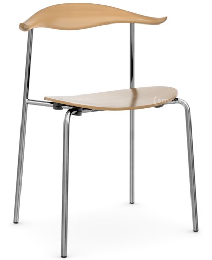CH88T Chair, Stainless steel, Lacquered beech