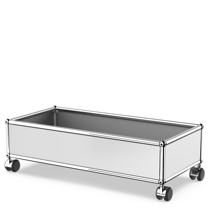 USM Haller Box with Castors, USM matte silver, Soft castors for hard floor surfaces