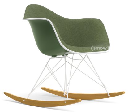 Eames Plastic Armchair RE RAR with Upholstery, Forest, With full upholstery, Ivory / forest, White, White/yellowish maple