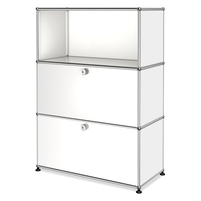 USM Haller Highboard M, Customizable, Pure white RAL 9010, Open, With drop-down door, With drop-down door