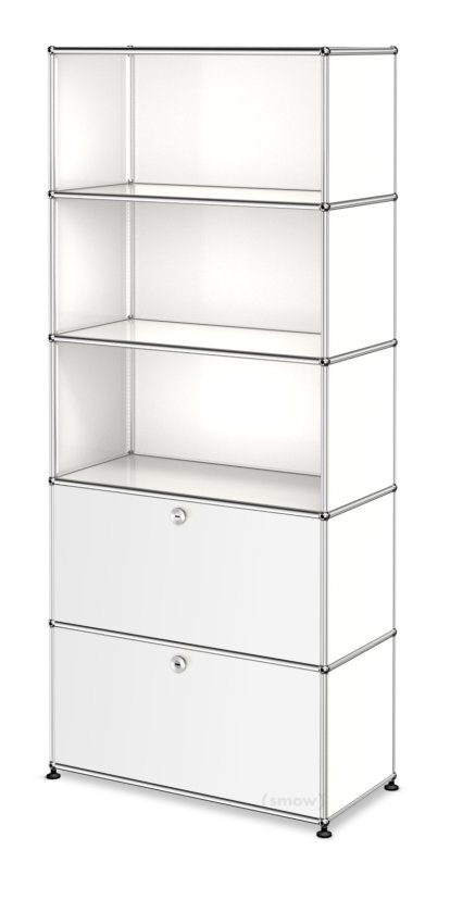 USM Haller Storage Unit M, Customizable, Pure white RAL 9010, Open, Open, With drop-down door, With drop-down door