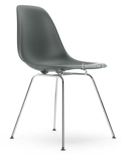 Eames Plastic Side Chair DSX, Granite grey, Without upholstery, Without upholstery, Standard version - 43 cm, Chrome-plated