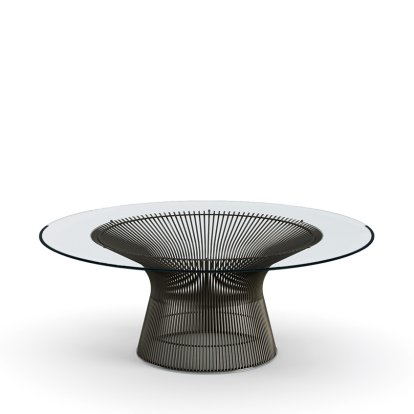 Platner Coffee Table, Large (diameter 107 cm), Bronze, metallic, Clear glass