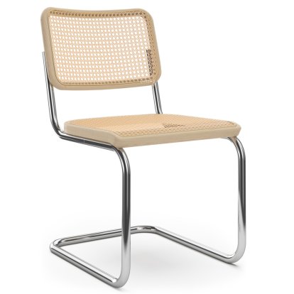 S 32 V Pure Materials Cantilever Chair, Ash / natural, Chrome-plated, Black plastic glides with felt