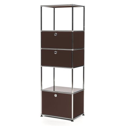 USM Haller Living Room Shelf M Type 2, USM brown, With 2 drop-down doors and 1 ecxtension door (incl. metal box insert)