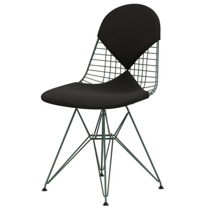 Wire Chair DKR , Powder-coated eames sea foam green, Seat and backrest cushion (Bikini), Hopsak dark grey