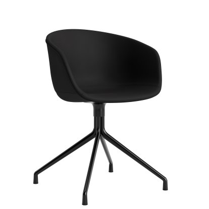 About A Chair AAC 21, Leather Sense - black, Black powder coated aluminium