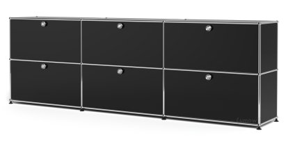 USM Haller Sideboard XL, Customizable, Graphite black RAL 9011, With 3 drop-down doors, With 3 drop-down doors