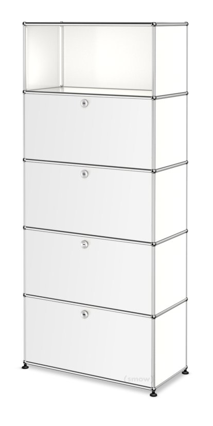 USM Haller Storage Unit M, Customizable, Pure white RAL 9010, With drop-down door, With drop-down door, With drop-down door, With drop-down door