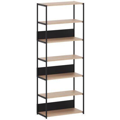 Unit Shelf Wood, 215 cm , Open, Oak / Graphite Black